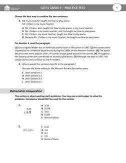 CAT/5 Grade 5 Practice Test Guide | PDF | Reading Comprehension ...