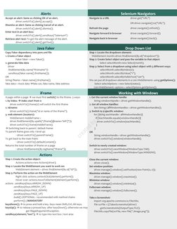 Selenium Java Cheat Sheet Guide | PDF