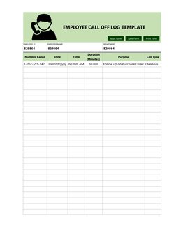 Employee Call Off Log Template | PDF