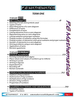 𝟎𝟕𝟕𝟔𝟗𝟗𝟎𝟑𝟐𝟕 𝑷. 𝟔 𝑴T C 𝒂𝒎𝒐𝒏𝒂𝒉𝒆𝒓𝒆𝒛𝒂𝟎𝟐@ 𝒈𝒎𝒂𝒊𝒍. 𝒄𝒐𝒎
Page 1
P.6 MATHEMATICS
TERM ONE