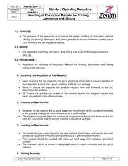 Standard Handling Process Production Material Handling SOP | PDF