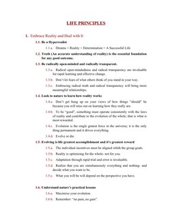 LIFE PRINCIPLES
1. Embrace Reality and Deal with It
1.1. Be a Hyperrealist
1.1.a.
Dreams + Reality + Determination = A Succes