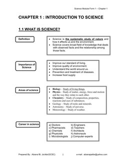 Science Module Form 1 – Chapter 1 
Prepared By : Abiana Bt. Ja’afar(GCSC)                                     e-mail : abiana