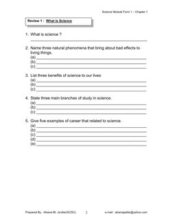 Science Module Form 1 – Chapter 1 
Prepared By : Abiana Bt. Ja’afar(GCSC)                                     e-mail : abiana