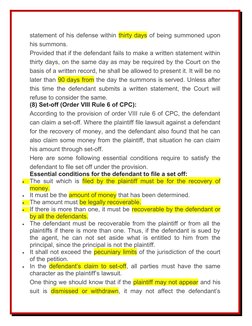 statement of his defense within thirty days of being summoned upon
his summons.
Provided that if the defendant fails to make