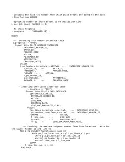 --Contains the line loc number from which price breaks are added to the line
l_line_loc_num NUMBER;
--Specifies number of pri