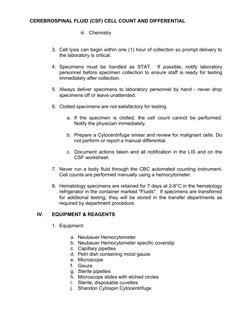 CSF Cell Count and Differential SOP | PDF | Cerebrospinal Fluid ...