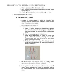 CSF Cell Count and Differential SOP | PDF | Cerebrospinal Fluid ...