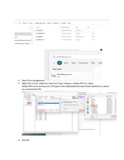4.
Open Print management
5.
Right Click to Port >Add Port> New Port Type > Browse > Adobe PDF.inf > Open
Adobe PDF.inf can be