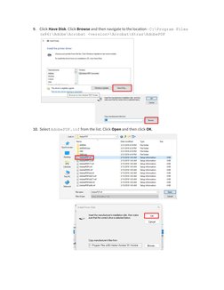 9.
Click Have Disk. Click Browse and then navigate to the location - C:\Program Files 
(x86)\Adobe\Acrobat <version>\Acrobat\