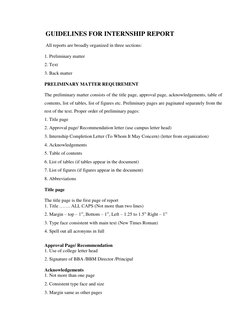 BBA/BBM Internship Report Format Guide | PDF