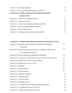 Articulo 16.- Del tribunal calificador
12
Articulo 17.- De las autoridades administrativas y académicas
12
CAPÍTULO IV  ESTRU