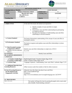 DETAILED LESSON PLAN
Learning Delivery Modality
FACE TO FACE
School
Maligaya Elementary School
Grade Level
3
Teacher
REGINE D