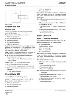 ELECTRICAL SYSTEM
176
M4.8-2730-002
04 Rev. 12/19
Event Codes
Event Code 314
Precharge issue
Access 3™ capacitors are not c