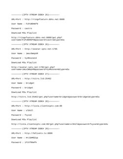 ————————-(IPTV XTREAM CODE# 25)————————-
URL+Port : http://ringofsaturn.ddns.net:8000
User Name : FiPcB0Hmf9
Password : castr