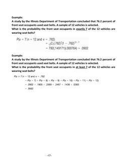 Example: 
A study by the Illinois Department of Transportation concluded that 76.2 percent of 
front seat occupants used se
