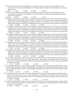 - 24 - 
 
14. The listed occupations of stockholders of a national computer company included 19% who were 
housewives. If s