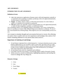 Art and Design: Concepts and Importance | PDF | Color | Perspective ...