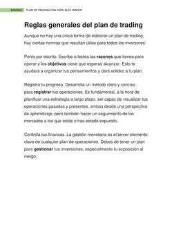 BINOMO 
PLAN DE TRADING CON JHON ALEX TRADER 
Reglas generales del plan de trading 
Aunque no hay una única forma de elab
