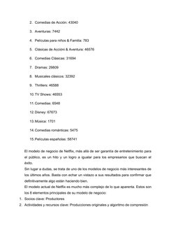 2. Comedias de Acción: 43040
3. Aventuras: 7442
4. Películas para niños & Familia: 783
5. Clásicas de Accióni & Aventura: 465