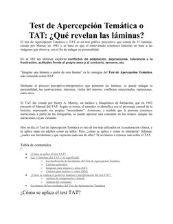 Test de Apercepción Temática o
TAT: ¿Qué revelan las láminas?
El test de Apercepción Temática o TAT es un test gráfico proyec