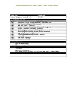 Diploma in Information Systems – Applied College Khamis Mushayt 
2 
 
 
 
 
 
 
 
 
 
 
 
 
 
 
 
 
 
 
 
 
 
 
Course Name