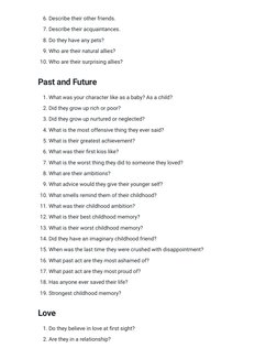 Ultimate Character Questionnaire Guide | PDF