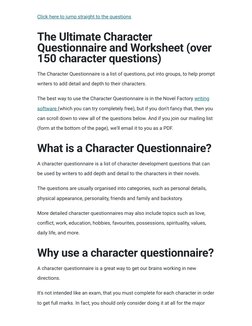 Ultimate Character Questionnaire Guide | PDF