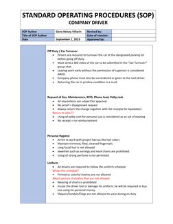 Company Driver SOP Guidelines | PDF | Driving