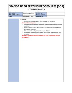 Professional Drivers Sop Example Company Driver SOP Guidelines | PDF | Driving