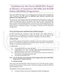 IGNOU M.Com Project Guidelines | PDF | Thesis | Methodology