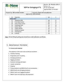 Stringing Procedure.pdf SOP for Transmission Line Stringing | PDF | Personal Protective ...