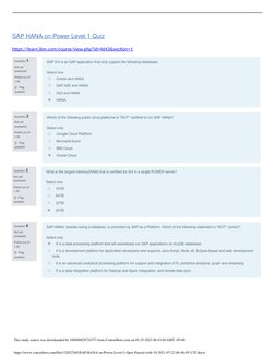 SAP HANA on Power Level 1 Quiz
https://learn.ibm.com/course/view.php?id=4643&section=1
This study source was downloaded by