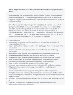 Project Proposal: Holistic Food Management for Sustainable Development Goals 
(SDGs)
1. Project Overview: The proposed projec