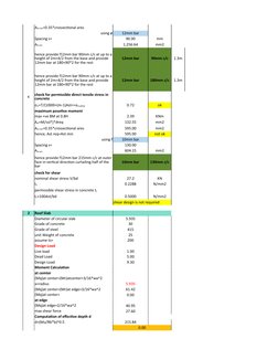 using ø
12mm bar
Spacing s=
90.00
mm
1,256.64
mm2
12mm bar
90mm c/c
1.3m
12mm bar
180mm c/c
1.3m
c
0.72
ok
maximum posetive m
