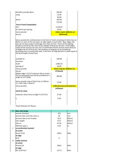 therefore provide dpro=
200.00
using
12.00
30.00
davai=
164.00
152.00
 Area of steel Computation
Ast=
4,120.62
for 16mm bar s
