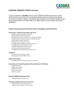 CADDRA ADHD Assessment Toolkit Overview | PDF | Anxiety | Attention ...