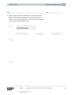 Lesson 2 Problem Set 4 5 
Name     
 
 
 
 
 
 
   
Date    
 
 
 
1. Step 1:  Draw and shade a tape diagram of the g