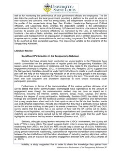 Administrative Performance of the Sangguniang Kabataan | 4
well as for monitoring the performance of local government officia
