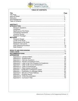 TABLE OF CONTENTS
Administrative Performance of the Sangguniang Kabataan | v
Title
Page
Title Page...........................