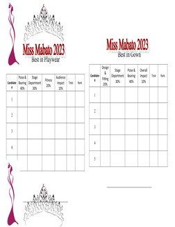 Pageant Judging Criteria and Scoresheet | PDF