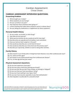 Cardio Checklist Cardiac Assessment Cheat Sheet | PDF | Heart | Physiology