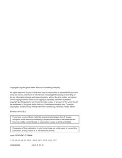 Copyright © by Houghton Mifflin Harcourt Publishing Company
All rights reserved. No part of this work may be reproduced or tra