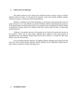 I.
EXECUTIVE SUMMARY
This paper's objectives are to discuss how inflation becomes morally wrong as it affects
different types