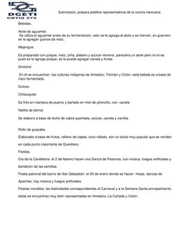 Submodulo: prepara platillos representativos de la cocina mexicana 
 
 
 
Bebidas. 
 
Atole de aguamiel. 
 Se utiliza el agua