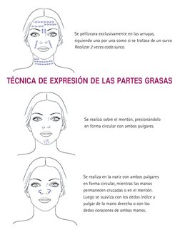 Se pellizcara exclusivamente en las arrugas, 
siguiendo una por una como si se tratase de un surco
Realizar 2 veces cada surc