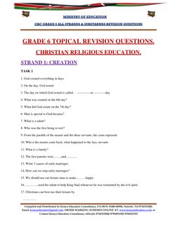 Grade 6 CRE Revision Questions Guide | PDF | Jesus | Disciple ...