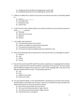 2 
 
c) Dividing the CA by the MA and multiplying the result by 100 
d) Dividing the MA by the CA and multiplying the result