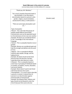 Lesson Plan: Bias and Prejudice in Grade 9 | PDF | Bias | Prejudices