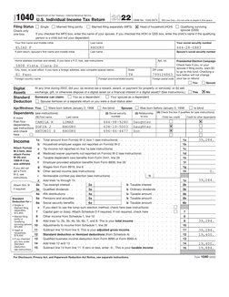 Form
1040 
2022
U.S. Individual Income Tax Return 
Department of the Treasury—Internal Revenue Service 
OMB No. 1545-0074
IRS